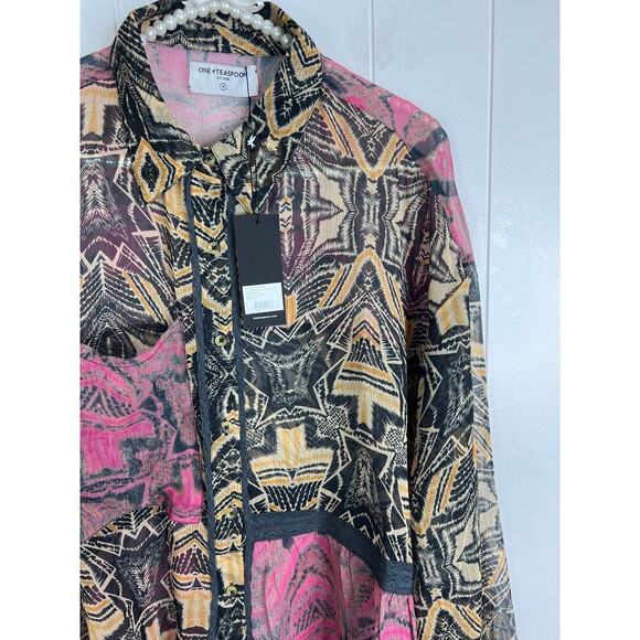 One Teaspoon Kaleidoscope Lunar Shirt High/Low Sheer Size Med NWT - Picture 4 of 11